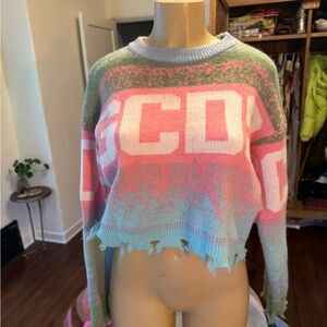 GCDS multicolored crew neck pull on sweatshirt